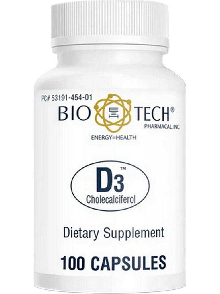 Bio-Tech Pharmacal, D3 (1000 IU), Cholecalciferol, 100 Capsules