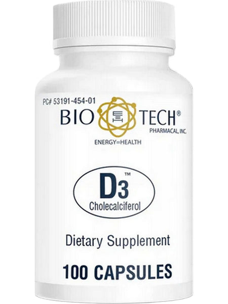 Bio-Tech Pharmacal, D3 (1000 IU), Cholecalciferol, 100 Capsules