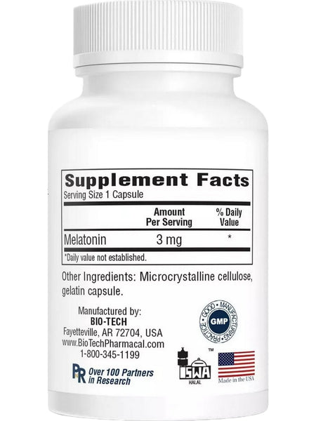 Bio-Tech Pharmacal, Melatonin, 3 mg, 100 Capsules