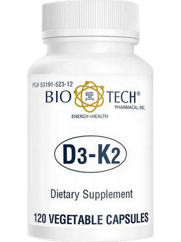 Bio-Tech Pharmacal, D-3 K2, 120 Vegetable Capsules