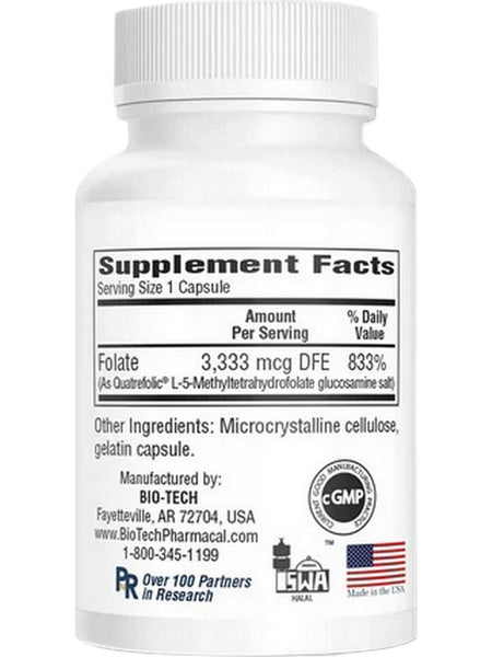 Bio-Tech Pharmacal, Methylfolate, 5-MTHF, 60 Capsules