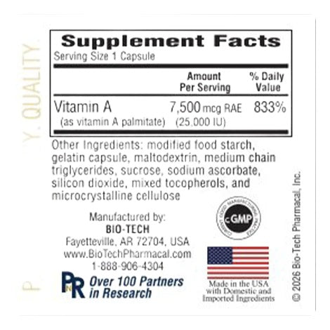 Bio-Tech Pharmacal, A-25, 100 Capsules