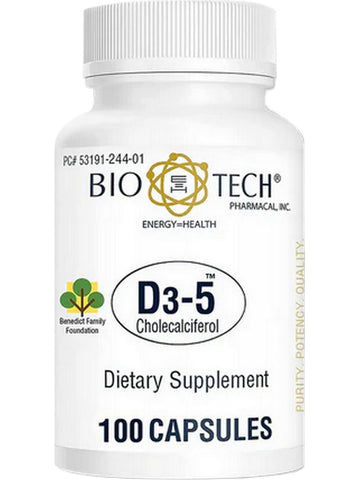 Bio-Tech Pharmacal, D3-5 (5000 IU), Cholecalciferol, 100 Capsules