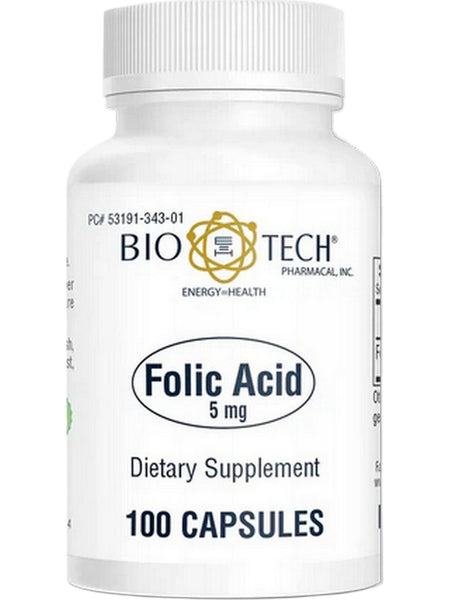 Bio-Tech Pharmacal, Folic Acid, 5 mg, 100 Capsules