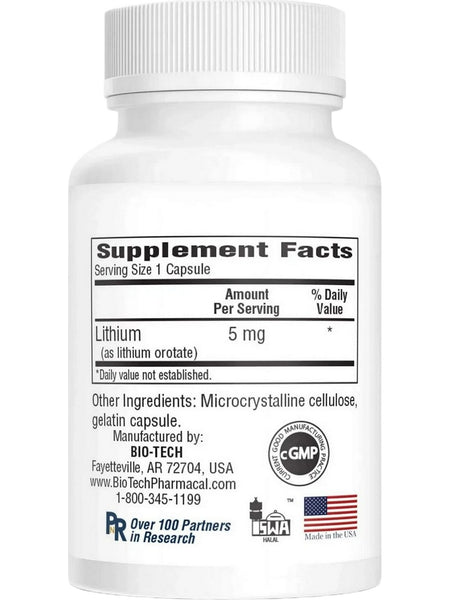 Bio-Tech Pharmacal, Lith-Oro, 5 mg, 100 Capsules