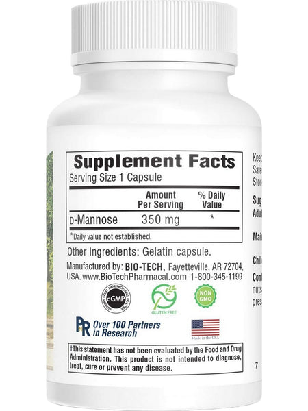 Bio-Tech Pharmacal, D-Mannose, Capsule, 100 Capsules
