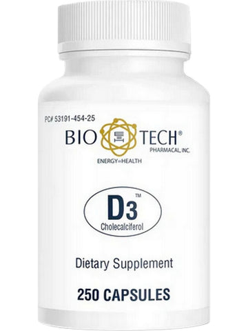 Bio-Tech Pharmacal, D3 (1000 IU), Cholecalciferol, 250 Capsules