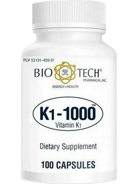 Bio-Tech Pharmacal, K-1 1000, Vitamin K1, 100 Capsules