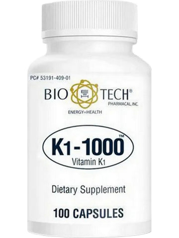 Bio-Tech Pharmacal, K-1 1000, Vitamin K1, 100 Capsules