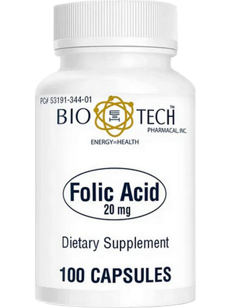 Bio-Tech Pharmacal, Folic Acid, 20 mg, 100 Capsules