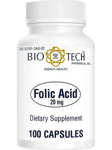 Bio-Tech Pharmacal, Folic Acid, 20 mg, 100 Capsules