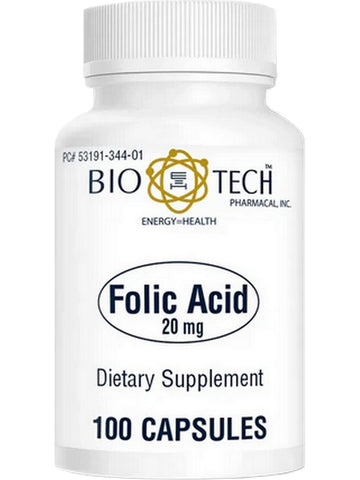 Bio-Tech Pharmacal, Folic Acid, 20 mg, 100 Capsules