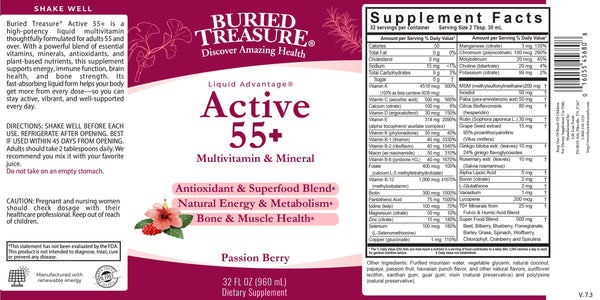 Buried Treasure, Active 55 Plus Liquid Multivitamin and Mineral Supplement, 32 fl oz
