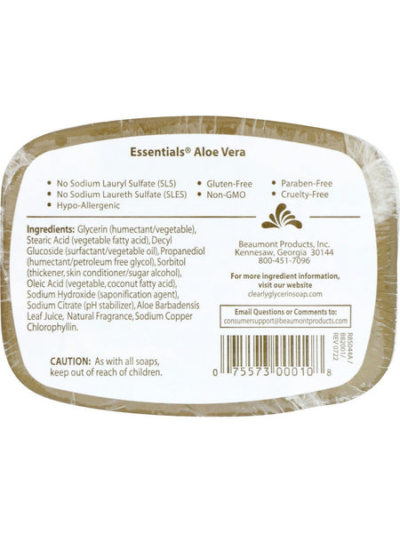 Clearly Natural, Glycerine Bar Soap, Aloe Vera, 4 oz