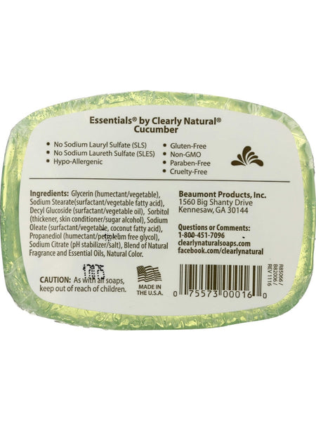 Clearly Natural, Glycerine Bar Soap, Cucumber, 4 oz