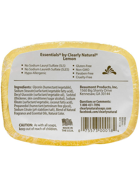 Clearly Natural, Glycerine Bar Soap, Lemon, 4 oz
