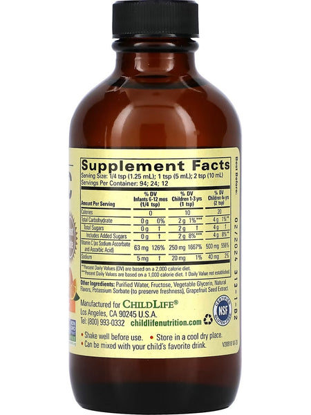 ChildLife Essentials, Liquid Vitamin C, Natural Orange, 4 fl oz