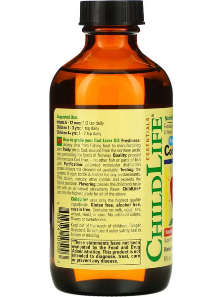 ChildLife Essentials, Pure Arctic Cod Liver Oil, Natural Strawberry, 8 fl oz
