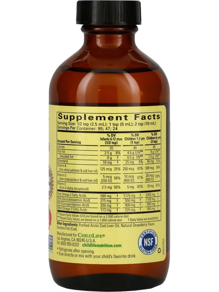ChildLife Essentials, Pure Arctic Cod Liver Oil, Natural Strawberry, 8 fl oz