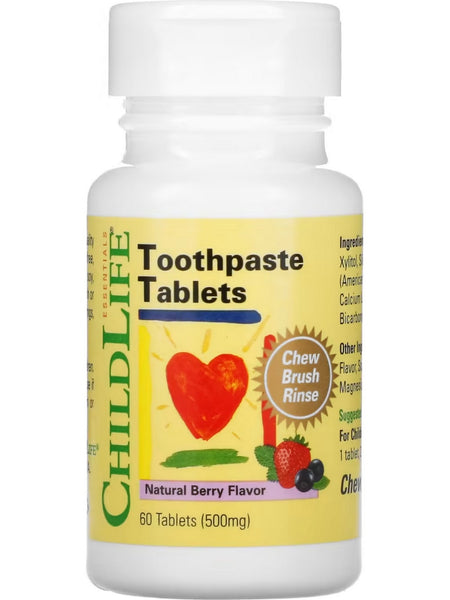ChildLife Essentials, Toothpaste Tablets, Natural Berry, 500 mg, 60 Tablets