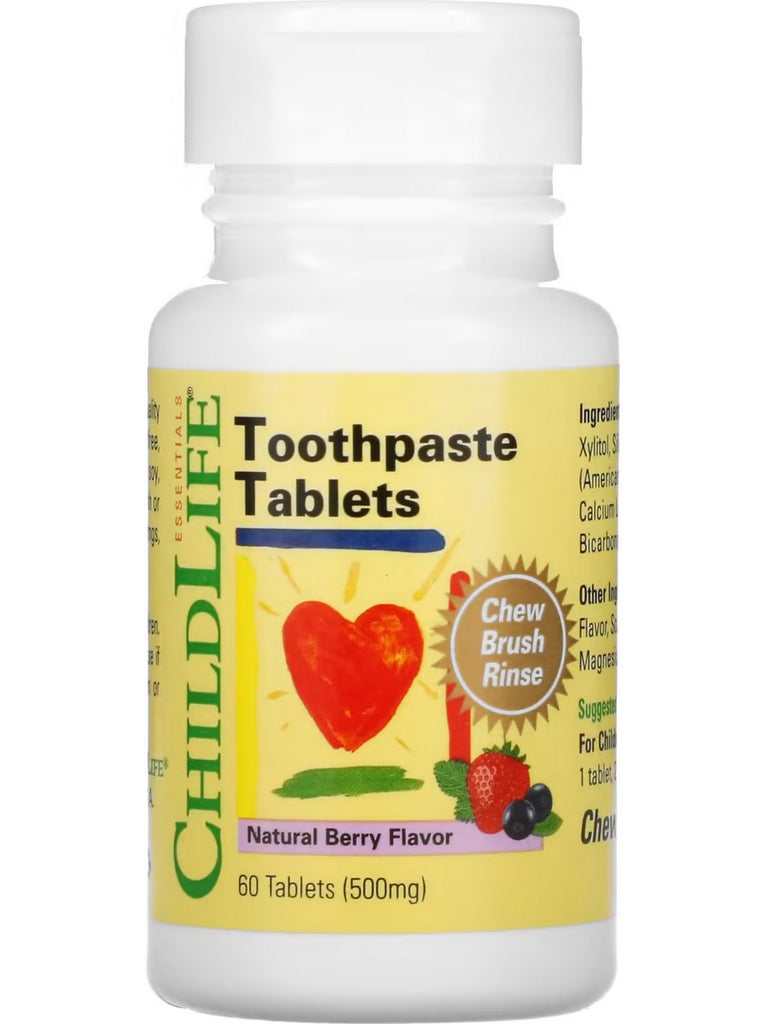 ChildLife Essentials, Toothpaste Tablets, Natural Berry, 500 mg, 60 Tablets
