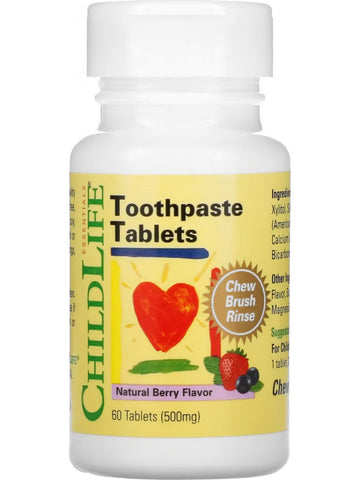 ChildLife Essentials, Toothpaste Tablets, Natural Berry, 500 mg, 60 Tablets