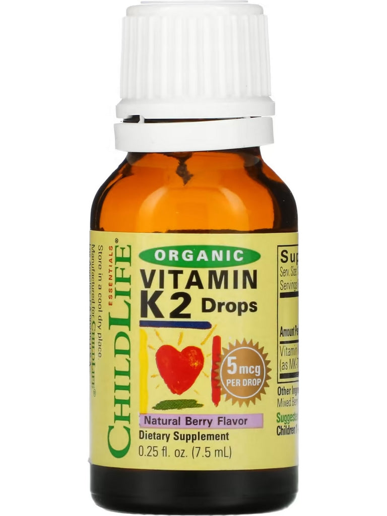 ChildLife Essentials, Organic Vitamin K2 Drops 5 mcg, Natural Berry, 0.25 fl oz