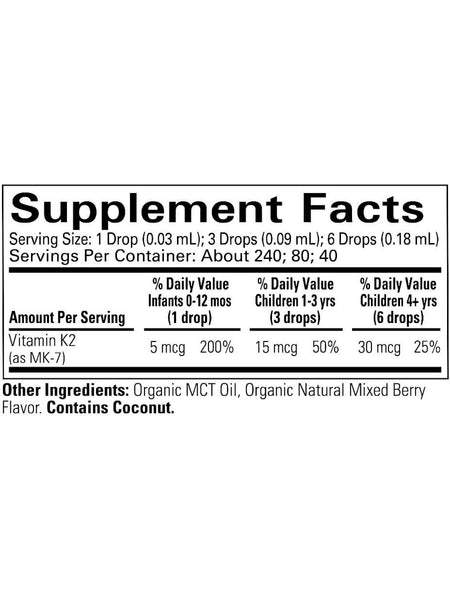 ChildLife Essentials, Organic Vitamin K2 Drops 5 mcg, Natural Berry, 0.25 fl oz