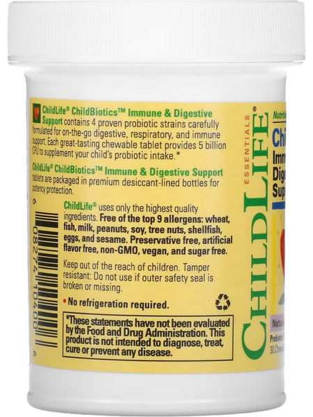ChildLife Essentials, ChildBiotics Immune and Digestive Support, Natural Berry, 30 Chewable Tablets