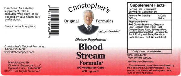 Christopher's Original Formulas, Blood Stream Formula, 100 Vegetarian Caps