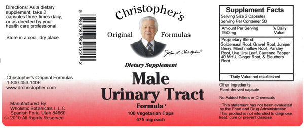 Christopher's Original Formulas, Male Urinary Tract, 100 Vegetarian Caps