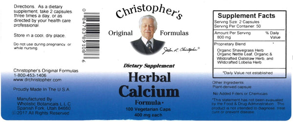 Christopher's Original Formulas, Herbal Calcium, 100 Vegetarian Caps