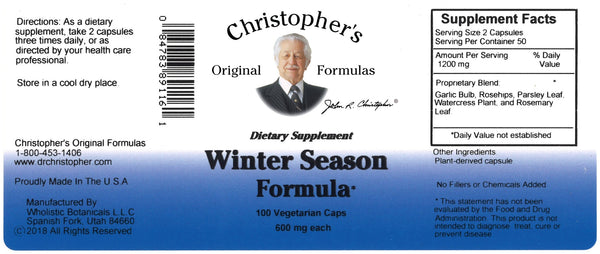 Christopher's Original Formulas, Winter Season Formula, 100 Vegetarian Caps
