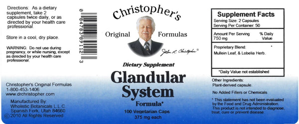 Christopher's Original Formulas, Glandular System, 100 Vegetarian Caps