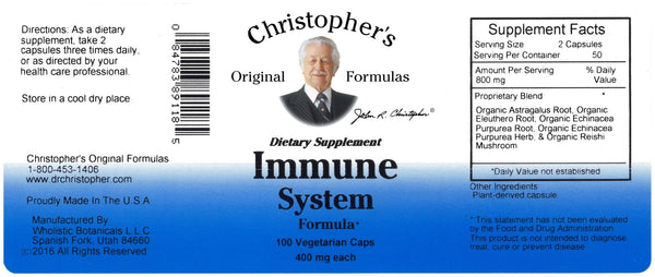 Christopher's Original Formulas, Immune System, 100 Vegetarian Caps