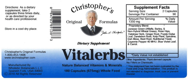 Christopher's Original Formulas, Vitalerbs, 180 Capsules