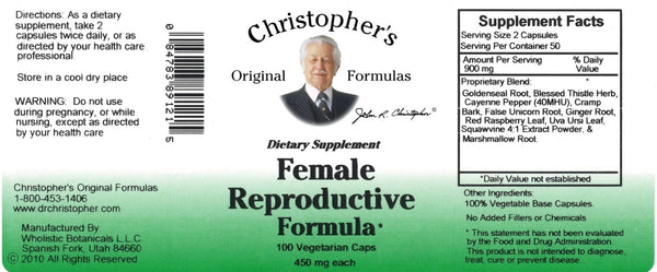 Christopher's Original Formulas, Female Reproductive Formula, 100 Vegetarian Caps