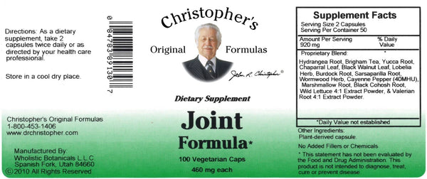 Christopher's Original Formulas, Joint Formula, 100 Vegetarian Caps