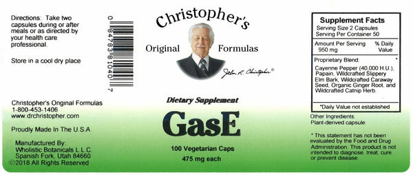 Christopher's Original Formulas, GasE, 100 Vegetarian Caps