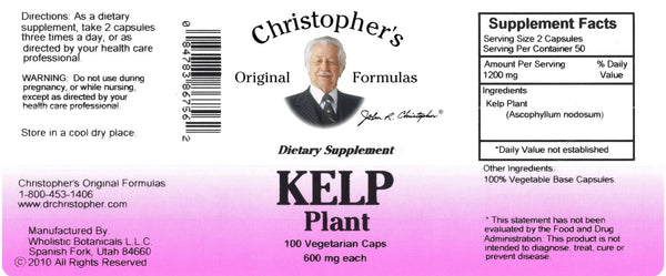 Christopher's Original Formulas, Kelp Plant, 100 Vegetarian Caps