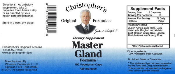 Christopher's Original Formulas, Master Gland Formula, 100 Vegetarian Caps