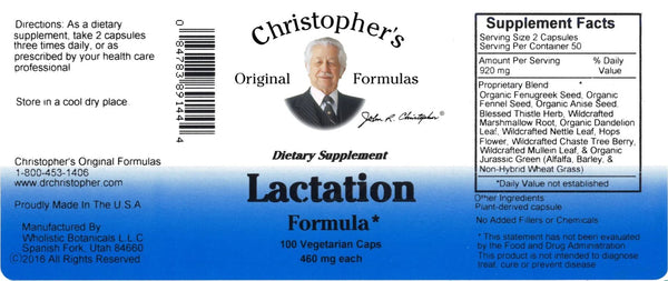 Christopher's Original Formulas, Lactation Formula, 100 Vegetarian Caps