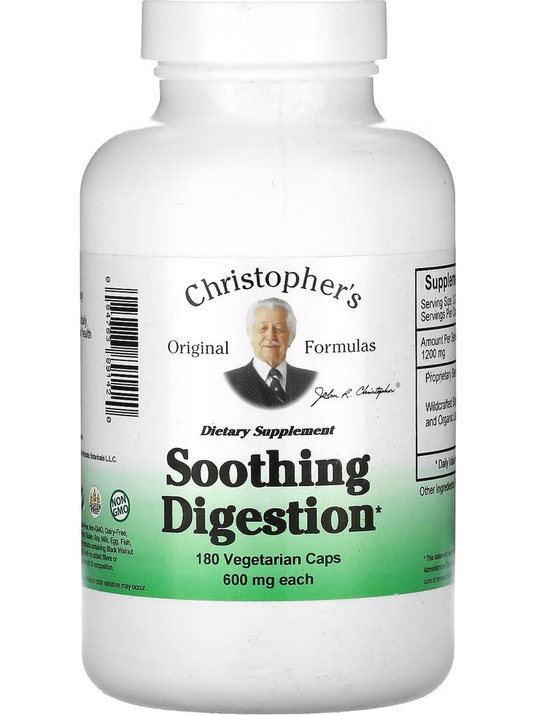 Christopher's Original Formulas, Soothing Digestion Formula, 180 Vegetarian Caps