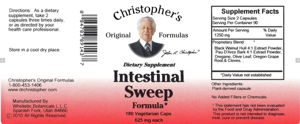 Christopher's Original Formulas, Intestinal Sweep, 180 Vegetarian Caps