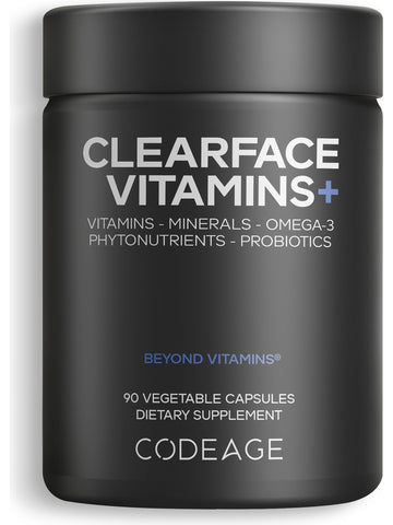 Codeage, Clearface Vitamins+, Black Edition, 90 Vegetable Capsules