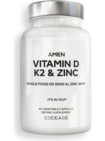 Codeage, Amen Vitamin D, K2 and Zinc, 60 Vegetable Capsules