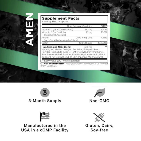 Codeage, Amen Biotin Collagen, 90 Vegetable Capsules