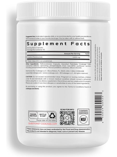 Codeage, Liposomal Creatine Sport, 360 Vegetable Capsules