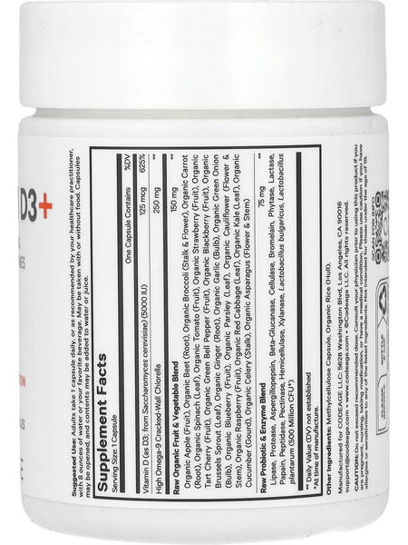 Codeage, Raw Vitamin D3+, 60 Vegetable Capsules
