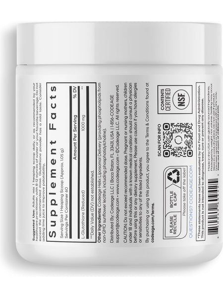 Codeage, Liposomal Glutathione Powder 1000 mg, 2.22 oz